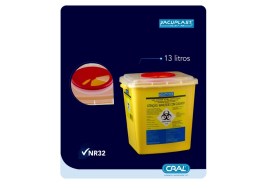 Caixa Coletora (Rígida) Perfurocortante Amarelo - 13 LITROS - PERFU13 - Cral